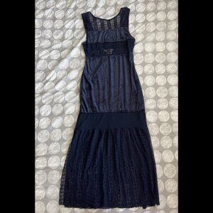 NWT Intimately Free People Keep In Line Velvet Lace Midi Dress Navy 44117273 M